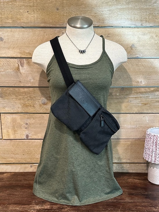 Gucci Handbags - Authentic Gucci Black GG Canvas Belt Bag / Waist Bag | COA Included